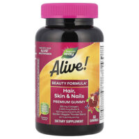Alive! премиальная жевательная таблетка для волос, кожи и ногтей, со вкусом клубники, 60 жевательных таблеток — Nature's Way