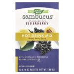 Sambucus®, смесь для горячих напитков, стандартизированная бузина, мед, лимон и ягоды, 10 пакетиков по 0,18 унции — Nature's Way