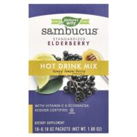 Sambucus®, смесь для горячих напитков, стандартизированная бузина, мед, лимон и ягоды, 10 пакетиков по 0,18 унции — Nature's Way