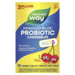 Primadophilus®, жевательные пробиотики, для детей от 2 лет, с вишнёвым вкусом, 3 млрд КОЕ, 30 жевательных таблеток — Nature's Way