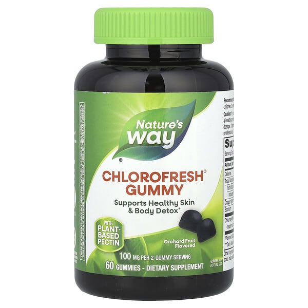 nwy14260_v_24.jpg Chlorofresh®, жевательная таблетка, со вкусом садовых фруктов, 60 жевательных таблеток (50 мг в 1 жевательной таблетке) — Nature's Way