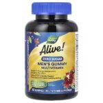 Alive! жевательные мультивитамины для мужчин, без сахара, персик, 50 жевательных таблеток — Nature's Way