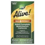 Alive! Max6 Potency, мультивитамины повышенной эффективности, без добавления железа, 90 капсул — Nature's Way