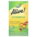 Alive!®, витамин C, 120 веганских капсул (125 мг в 1 капсуле) — Nature's Way