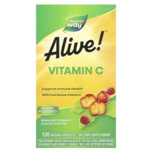 Alive!®, витамин C, 120 веганских капсул (125 мг в 1 капсуле) — Nature's Way