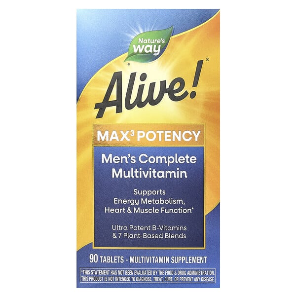 nwy15542_v_122.jpg Alive!® Max3 Potency, мультивитаминный комплекс для мужчин, 90 таблеток — Nature's Way