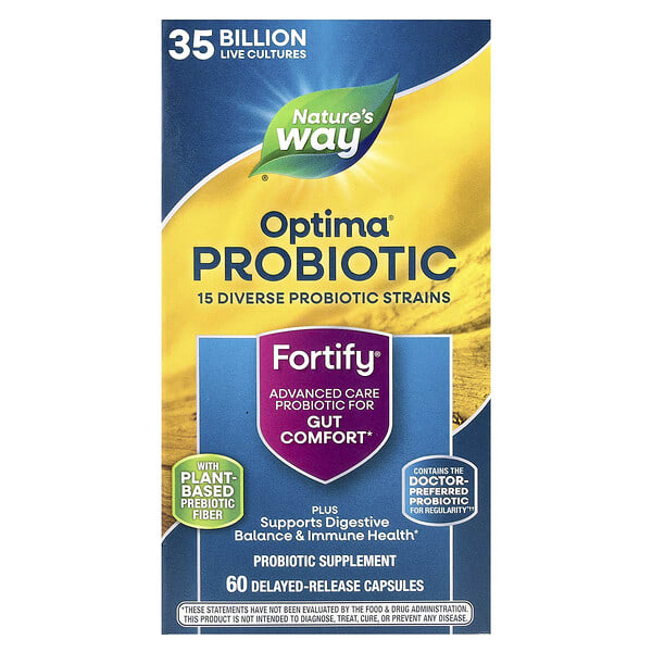 nwy15653_v_81.jpg Optima® Probiotic, Fortify®, комфорт для кишечника, 35 млрд, 60 капсул с отсроченным высвобождением — Nature's Way