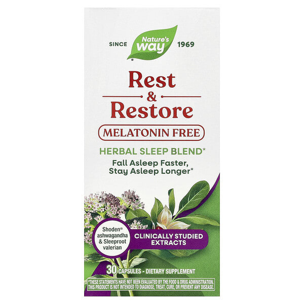 nwy15763_v_20.jpg Rest & Restore, без мелатонина, 30 капсул — Nature's Way