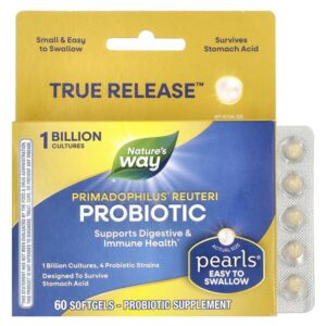 Пробиотик Primadophilus® Reuteri, 1 млрд КОЕ, 60 мягких таблеток — Nature's Way