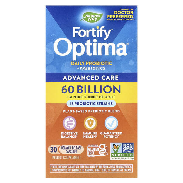 nwy15783_v_34.jpg Fortify Optima, пробиотики и пребиотики для ежедневного приема, 60 млрд КОЕ, 30 капсул с отсроченным высвобождением — Nature's Way