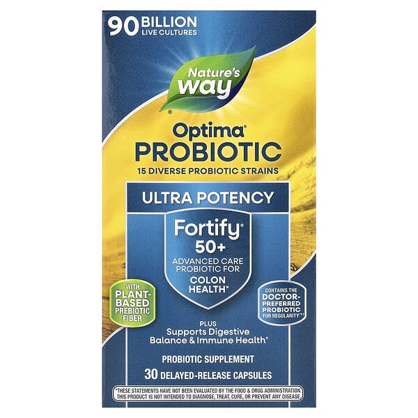 nwy15785_v_56.jpg пробиотик Optima®, Fortify® для людей старше 50 лет, 90 млрд КОЕ, 30 капсул с отсроченным высвобождением — Nature's Way