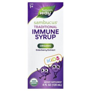 Kids Sambucus®, традиционный органический сироп для поддержки иммунитета, для детей от 1 года, 120 мл (4 жидк. унции) — Nature's Way