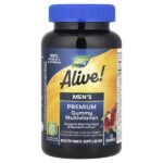 Alive!®, жевательные мультивитамины премиального качества для мужчин, со вкусом апельсина, винограда и вишни, 75 жевательных таблеток — Nature's Way