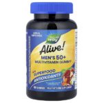 Alive!®, мультивитаминные жевательные таблетки для мужчин старше 50 лет, со вкусом фруктов, 60 жевательных таблеток — Nature's Way