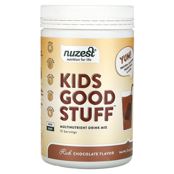 nze68420_v_8.jpg Kids Good Stuff, мультинутриентная смесь для приготовления напитка, с насыщенным шоколадным вкусом, 225 г (7,9 унции) — Nuzest