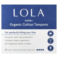 тампоны из органического хлопка с пластиковым аппликатором, Super+, 20 штук — Lola