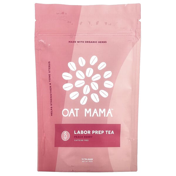 oat00235_v_6.jpg Labor Prep Tea, персик, без кофеина, 14 чайных пакетиков, 32 г — Oat Mama