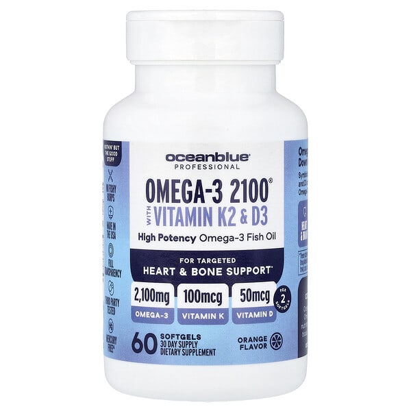 ocb44933_v_24.jpg Professional, Omega-3 2100® с витаминами K2 и D3, апельсин, 60 капсул — OceanBlue