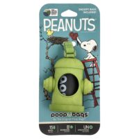 Peanuts®, диспенсер для пакетиков, зеленый, пакетики-снупи, без запаха, 1 дозатор, 15 пакетиков — Original Poop Bags