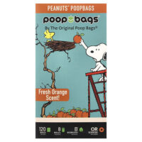 Peanuts®, апельсин, 8 рулонов, 15 пакетиков в каждом — Original Poop Bags