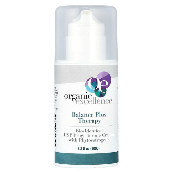 oex10019_v_28.jpg Organic Excellence, Balance Plus Therapy, крем с биоидентичным прогестроном USP и фитоэстрогенами, 100 г (3,3 жидк. унции)
