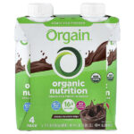 Organic Nutrition, протеиновый коктейль из молока коров травяного откорма, сливочная шоколадная помадка, 4 пакетика по 330 мл (11 жидк. унций) — Orgain