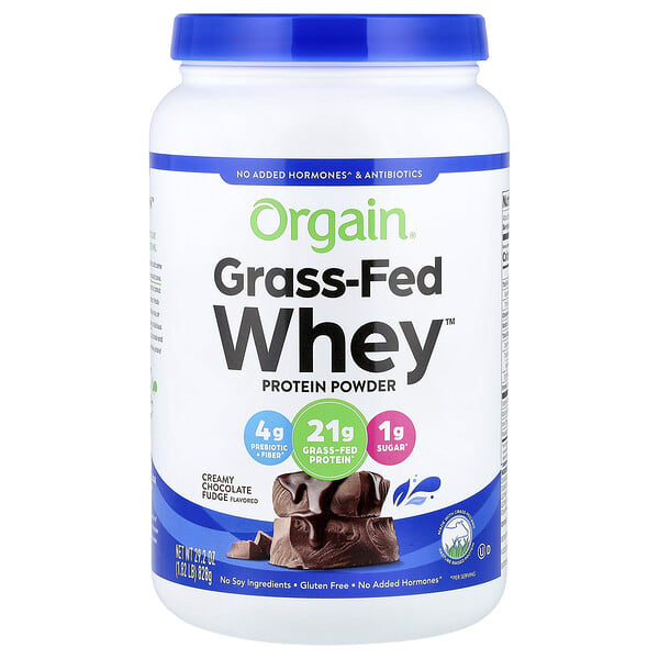 oga00615_v_34.jpg Grass-Fed Whey™, протеиновый порошок, сливочная шоколадная помадка, 828 г (1,82 фунта) — Orgain