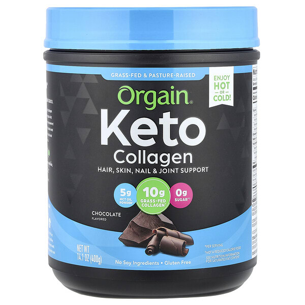 oga00737_v_40.jpg Keto, Кетогенный протеиновый порошок коллагена с маслом MCT, шоколад, 0,88 фунта (400 г) — Orgain