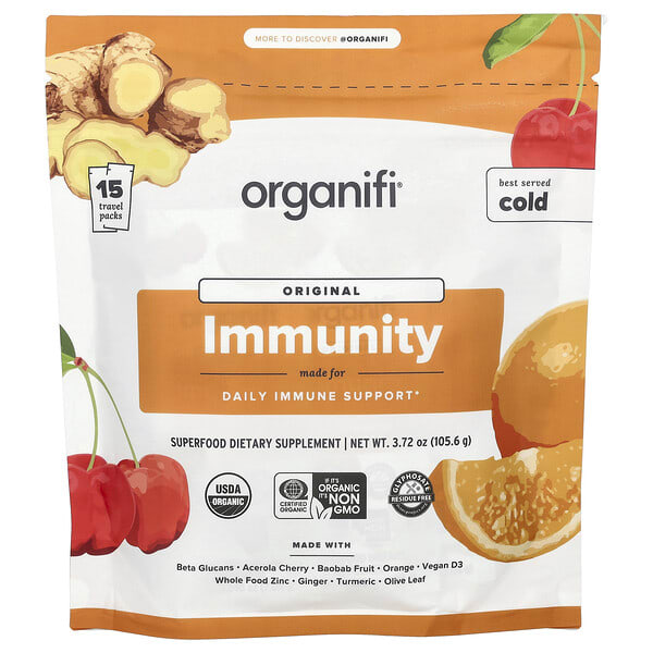 ogf16598_v_2.jpg Original Immunity, 15 дорожных упаковок, 105,6 г (3,72 унции) — Organifi