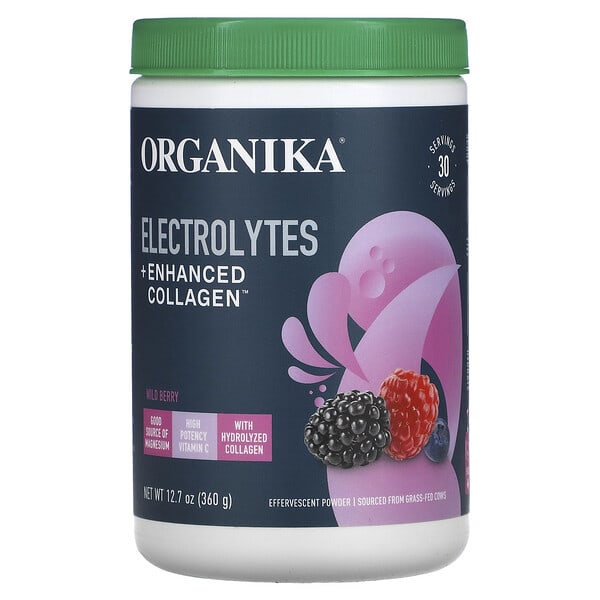 ogk25076_v_8.jpg Electrolytes + Enhanced Collagen, Wild Berry, 12.7 oz (360 g) — Organika