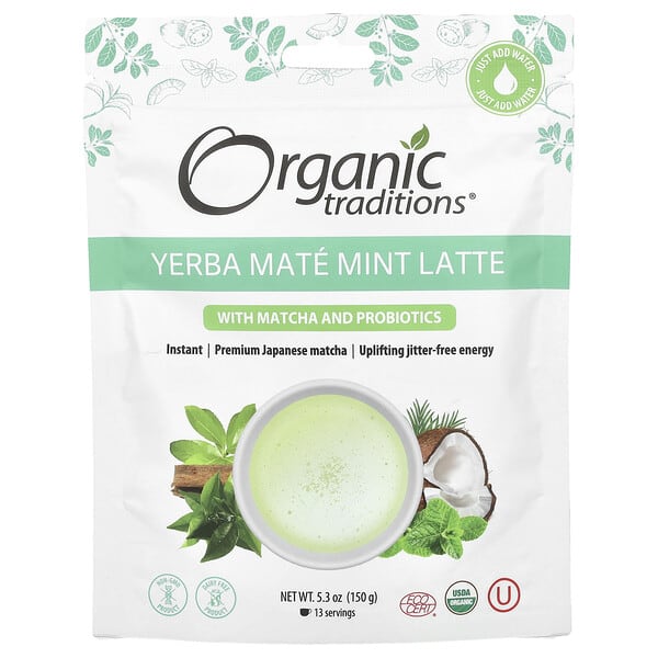 ogt00168_v_10.jpg мятный латте с матча и пробиотиками, 150 г (5,3 унции) — Organic Traditions