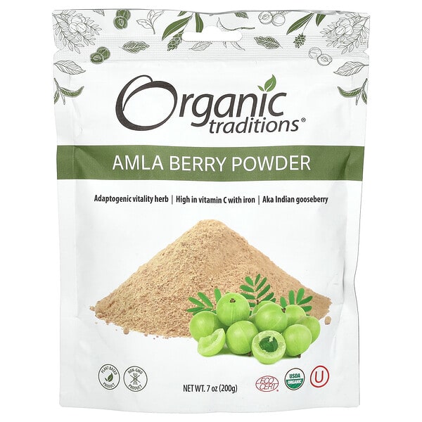 ogt00419_v_6.jpg Порошок ягод амлы, 7 унций (200 г) — Organic Traditions