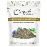 Порошок из проросших семян чиа и льна, 16 унций (454 г) — Organic Traditions