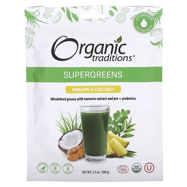 ogt02005_v_2.jpg Supergreens, ананас и кокос, 100 г (3,5 унции) — Organic Traditions