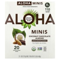 Organic Protein Mini Bars, Coconut Chocolate Almond, 20 Bars, 0.85 oz (24 g) Each — Aloha
