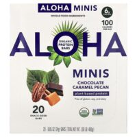 Organic Protein Mini Bars, Chocolate Caramel Pecan, 20 Bars, 0.85 oz (24 g) Each — Aloha