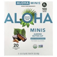 Organic Protein Mini Bars, Almond Butter Cup, 20 Bars, 0.85 oz (24 g) Each — Aloha