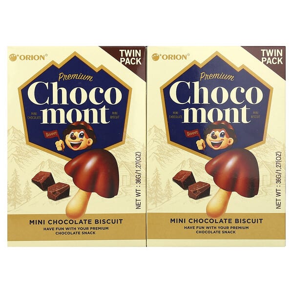 oio94230_v_34.jpg Premium Choco Mont, Mini Chocolate Biscuit, 2 Packs, 1.27 oz (36 g) Each — Orion