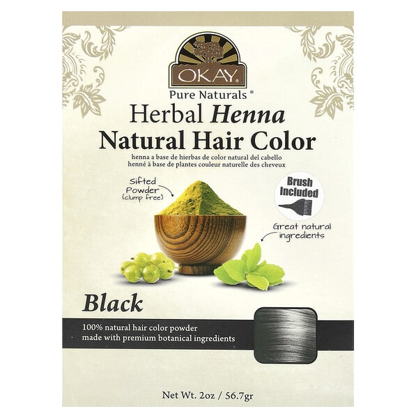 oka01799_v_50.jpg травяная краска для волос, хна, черный, 56,7 г (2 унции) — Okay Pure Naturals