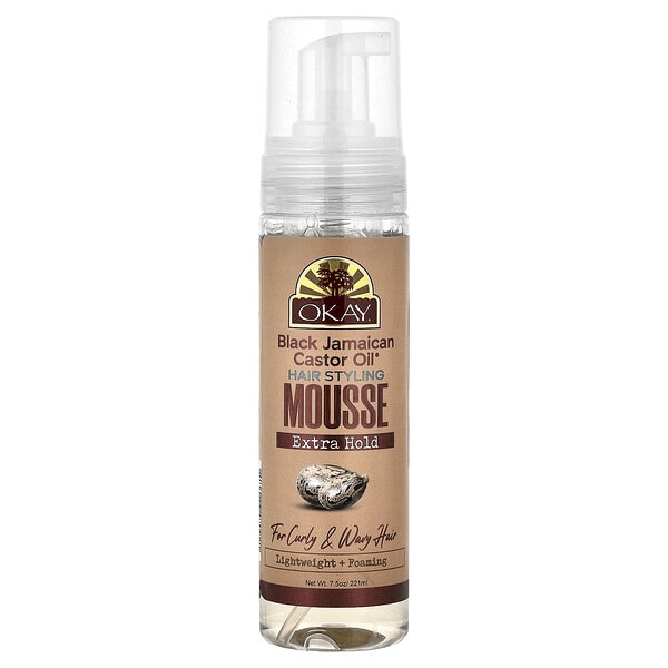 oka47092_v_8.jpg Black Jamaican Castor Oil®, мусс для укладки волос, дополнительная фиксация, для вьющихся и волнистых волос, 221 мл (7,5 унции) — Okay Pure Naturals