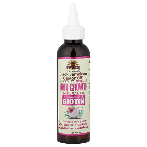 oka47155_v_8.jpg Black Jamaican Castor Oil®, натуральное масло для роста волос с кокосом и гибискусом, с биотином, 118 мл (4 жидк. унции) — Okay Pure Naturals