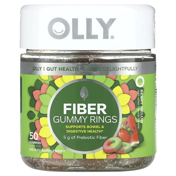 ole20177_v_8.jpg жевательные таблетки с клетчаткой, со вкусом ягодной дыни, 50 жевательных таблеток (2,5 г в одной) — OLLY