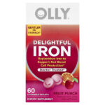 Delightful Iron, железо для детей от 4 лет, фруктовый пунш, 60 жевательных таблеток — OLLY