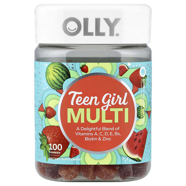 ole20373_v_8.jpg Multi Gummies, мультивитамины для девочек-подростков, ягоды и дыня, 100 жевательных таблеток — OLLY
