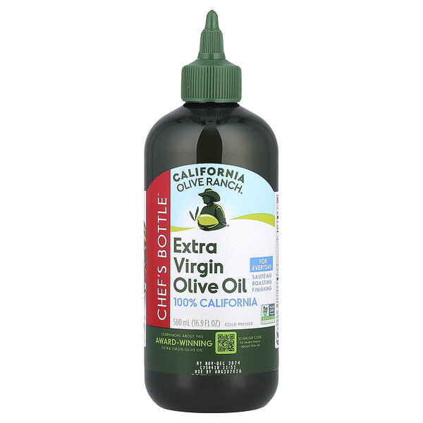 olv11042_v_8.jpg Chef's Bottle™, нерафинированное оливковое масло высшего качества, 100% от штата Калифорния, 500 мл (16,9 жидк. унции) — California Olive Ranch