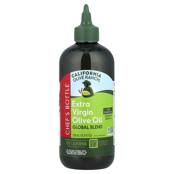olv11400_v_8.jpg Chef's Bottle™, нерафинированное оливковое масло высшего качества, мировая смесь, 500 мл (16,9 жидк. унции) — California Olive Ranch