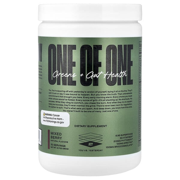 oof09014_v_24.jpg Greens + Gut Health, ягодное ассорти, 360 г (12,7 унции) — ONE OF ONE