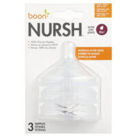 Nursh®, 100% силиконовая соска, от 0 месяцев, медленный поток, 3 соски — Boon