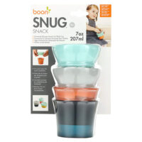 Snug Snack, универсальная силиконовая крышка для снеков с чашкой, для детей 9 месяцев, 2 чашки и 2 крышки, 207 мл (7 унций) — Boon