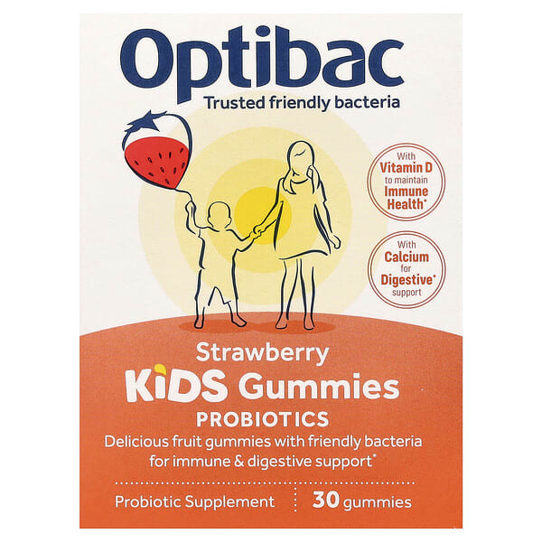 opb61106_v_23.jpg Optibac, Kids Probiotics Gummies, Strawberry, 30 Gummies